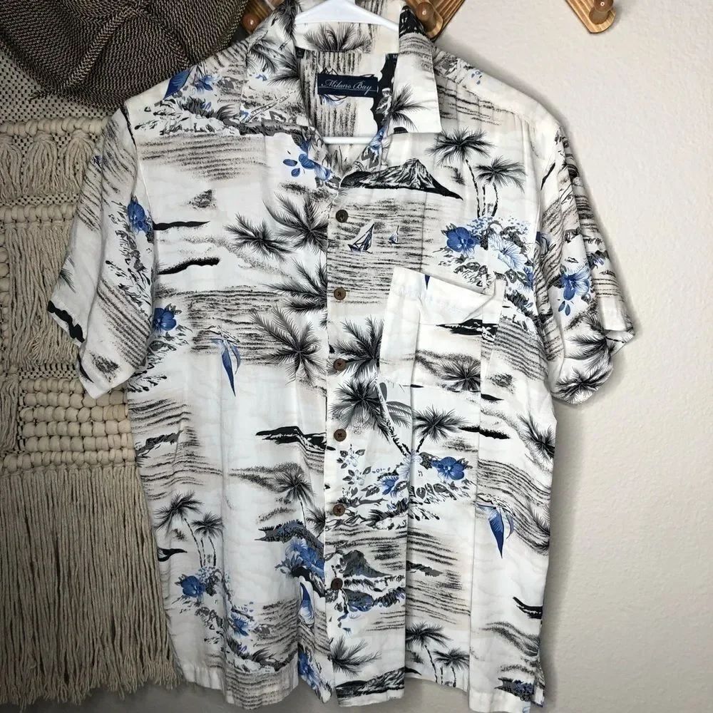 Milano Bay White Floral Tropical Hawaiian Shirt